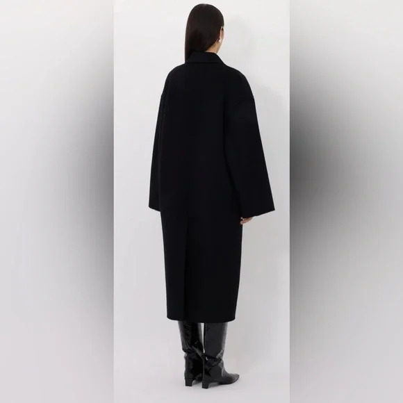 LouLou De Saison Borneo Wool Cashmere Coat, XS, Black - Picture 4 of 11